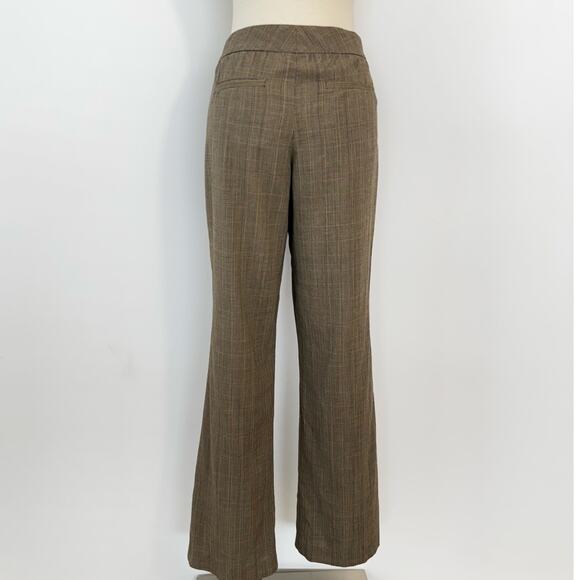 ELIE TAHARI Wool Blend Plaid Flare Leg Mid Rise Classic Trousers Pants Brown | 6 - Picture 6 of 10
